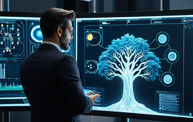 A professional game strategist, dressed in a modest, dark business suit, intently reviewing holographic projections of a complex tech tree and character skill upgrades in a sleek, futuristic research lab. The scene emphasizes long-term strategic planning and permanent power growth. The lighting is soft and ambient, highlighting intricate details of the displays. Perfect anatomy, correct proportions, natural pose, well-formed hands, proper finger count, safe for work, appropriate content, fully clothed, professional.