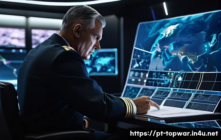 top war 강화석 사용법 - **Prompt 1: Strategic Planning.** This will depict a commander reviewing battle plans with holograph...