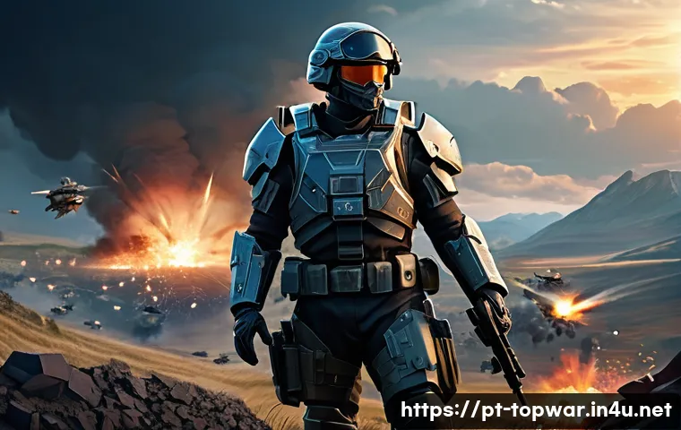 top war 리더십 증가 방법 - A dynamic battlefield scene in a futuristic war game setting, featuring a confident military command...