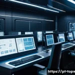 top war 희귀 유닛 생성법 - A detailed futuristic military laboratory interior with advanced high-tech equipment, illuminated co...