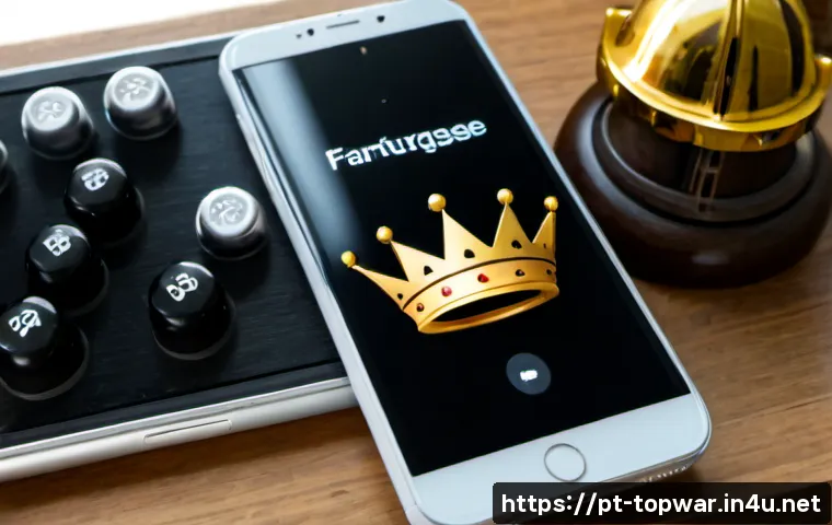 Home 17 top war 아이템 등급 - Photorealistic top-down view of a clean gaming desk with a modern smartphone displaying an abstract,...